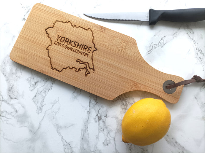 Bamboo Serving paddle - Chopping Board - Yorkshire Outline - Gods Own Country