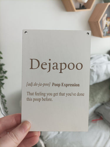 Bathroom humour laser engraved plaque - DejaPoo