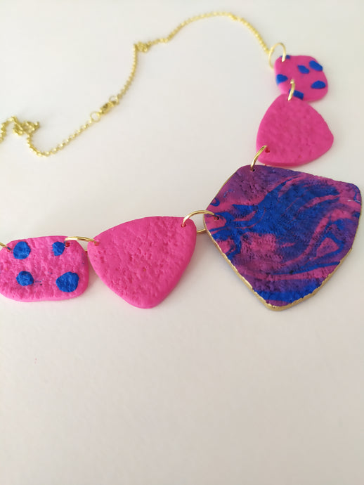 Induere Designs Statement Necklace - cobalt & Fushia