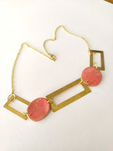 Induere Designs Statement Necklace - Coral & Brass Rectangle