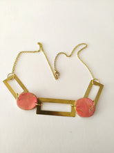 Induere Designs Statement Necklace - Coral & Brass Rectangle