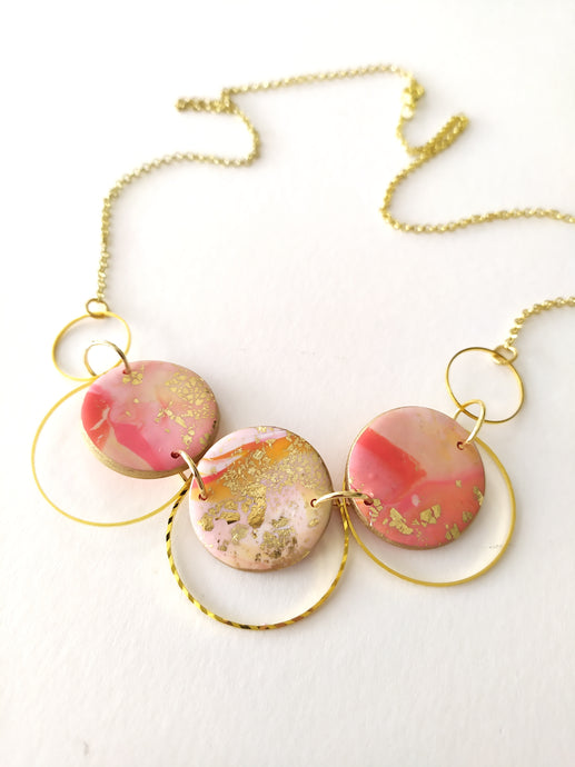Induere Designs Statement Necklace - Pink, coral & orange mix