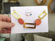 Induere Designs Statement Necklace - Coral & Brass Rectangle