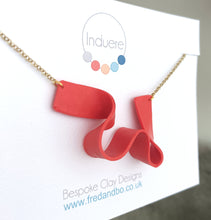 Induere Designs Statement Necklace - Coral Red Swoosh