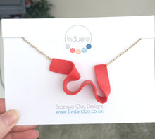 Induere Designs Statement Necklace - Coral Red Swoosh