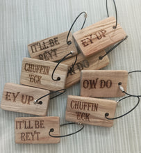 Engraved Driftwood Keyring - Yorkshire Slang Ey Up