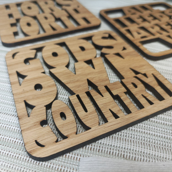 God's Own Country- Laser Cut Coaster Mini Plaque - Oak Veneer