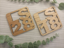 LS28 Postcode - Laser Cut Coaster Mini Plaque - Oak Veneer