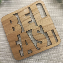 BELFAST - Laser Cut Coaster Mini Plaque - Oak Veneer