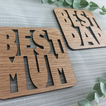 Best Dad - Father's day Laser Cut Coaster Mini Plaque - Oak Veneer