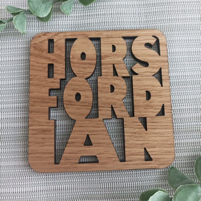Horsfordian Personalised Laser Cut Coaster Mini Plaque - Oak Veneer