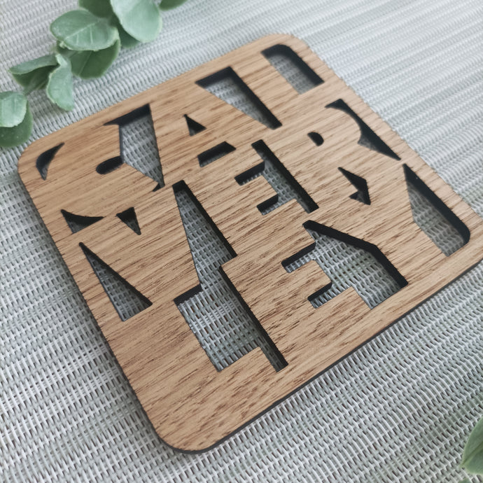 Calverley Personalised Laser Cut Coaster Mini Plaque - Oak Veneer