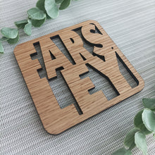 Farsley Personalised Laser Cut Coaster Mini Plaque - Oak Veneer