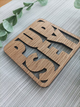 Pudsey Personalised Laser Cut Coaster Mini Plaque - Oak Veneer