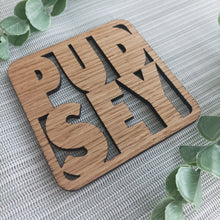 Pudsey Personalised Laser Cut Coaster Mini Plaque - Oak Veneer