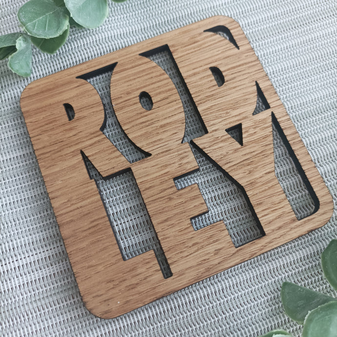 Rodley Personalised Laser Cut Coaster Mini Plaque - Oak Veneer
