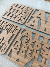 Set of 4 Leeds Coasters - Laser Cut Coaster Mini Plaque - Oak Veneer