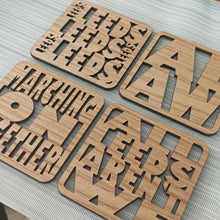 Set of 4 Leeds Coasters - Laser Cut Coaster Mini Plaque - Oak Veneer