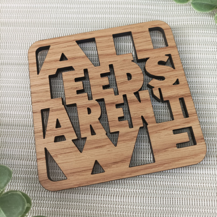 All Leeds Aren't We - ALAW - Laser Cut Coaster Mini Plaque - Oak Veneer