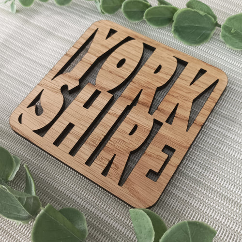 Yorkshire - Laser Cut Coaster Mini Plaque - Oak Veneer
