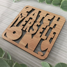 Set of 4 Belfast Slang Coasters - Laser Cut Coaster Mini Plaque - Oak Veneer