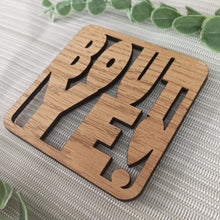 Set of 4 Belfast Slang Coasters - Laser Cut Coaster Mini Plaque - Oak Veneer
