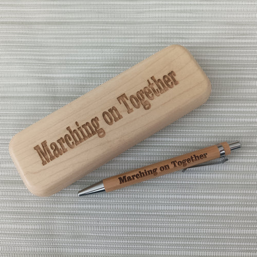 Engraved Bamboo Pen & Matching Pen Case - Marching On Together