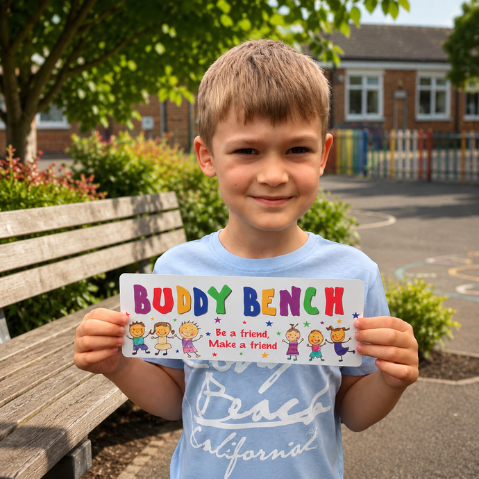 Buddy Bench- be a friend, make a friend- bench plaque sign