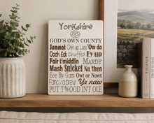 Yorkshire slang laser engraved plaque