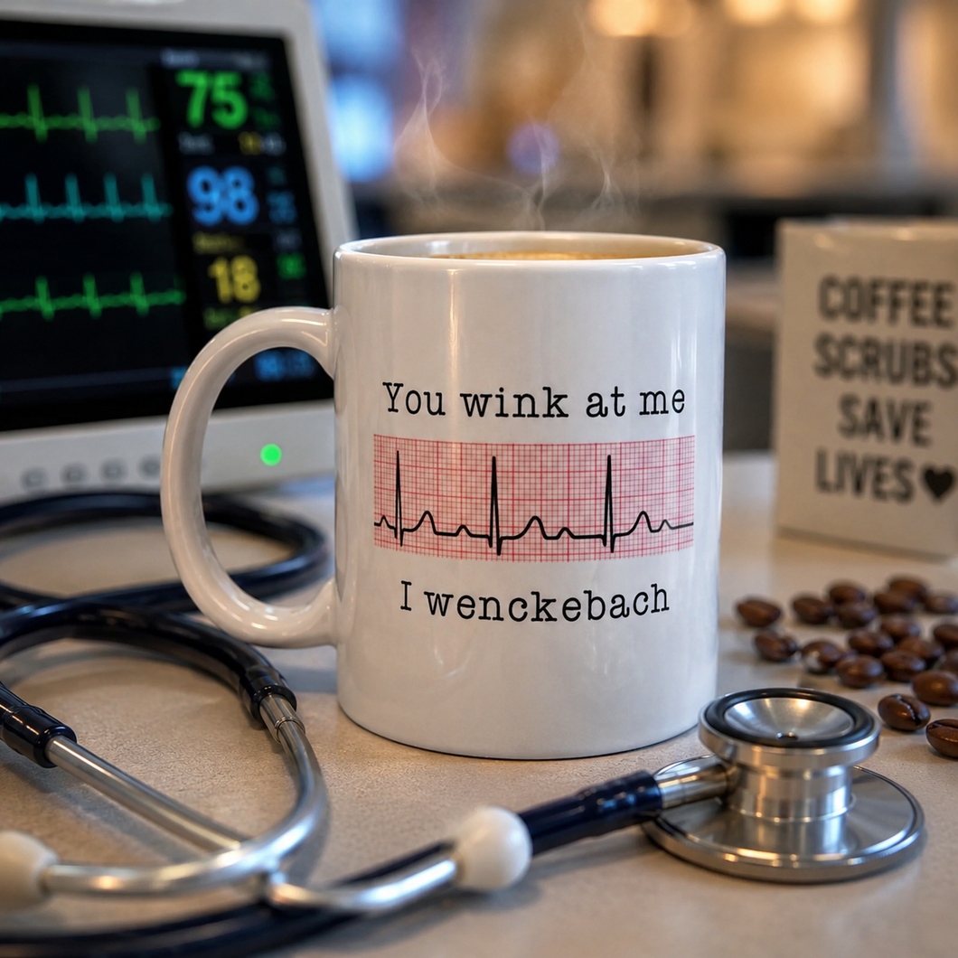 You wink at me.... I wenckebach cardiology nurse heart quote ceramic mug