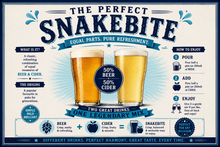Vintage Snakebite aluminium sign displayed in a stylish Italian-inspired garden bar with warm lighting, stone walls, greenery, and a cocktail glass in the foreground.