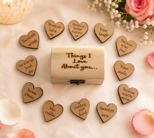 12 Things I love about .... Keepsake  - chest and hearts - romantic / wedding day gift