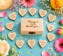 12 Things I love about .... Keepsake  - chest and hearts - romantic / wedding day gift
