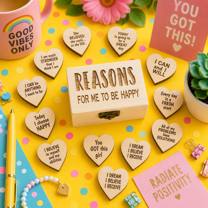 Reasons for me to be Happy .... Keepsake  - chest and hearts