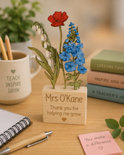 Teacher gift - Thank You For Helping Me Grow - Flower Window Box - 3 Flowers