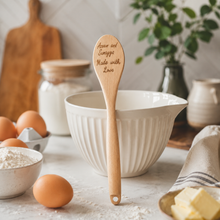 Wooden spoon- engraved - made with love - personalised