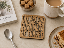 Set of 4 Leeds Football Coasters - Laser Cut Coaster Mini Plaque - Oak Veneer -Set 2