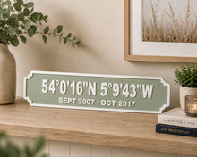 Longitude Latitude custom coordinate street sign - double line personalised