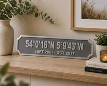 Longitude Latitude custom coordinate street sign - double line personalised
