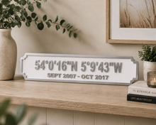 Longitude Latitude custom coordinate street sign - double line personalised