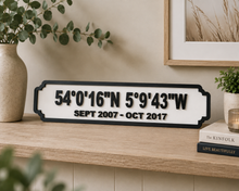 Longitude Latitude custom coordinate street sign - double line personalised