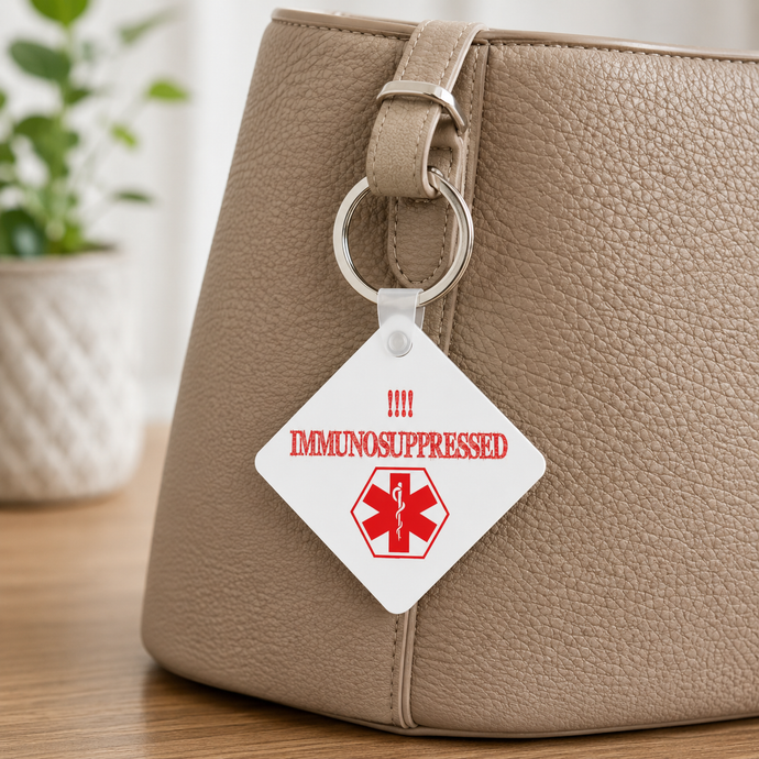 Immunosuppressed Medical Alert Keyring – Personalised Emergency Contact Bag Tag