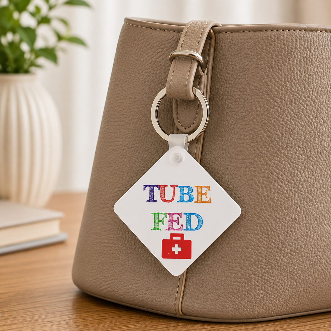 Tube Fed Medical Alert Keyring – Feeding Tube Awareness Emergency Bag Tag