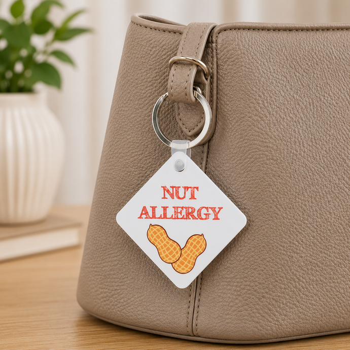 Peanut Allergy Medical Alert Keyring – Personalised Emergency Contact Bag Tag