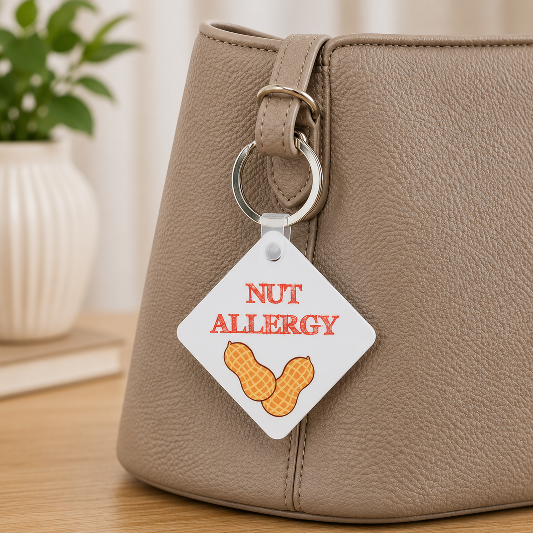 Peanut Allergy Medical Alert Keyring – Personalised Emergency Contact Bag Tag