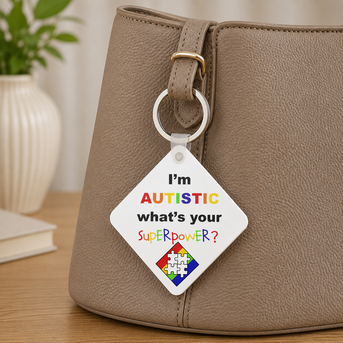 Autism Medical Alert Keyring – Personalised Emergency Contact Bag Tag