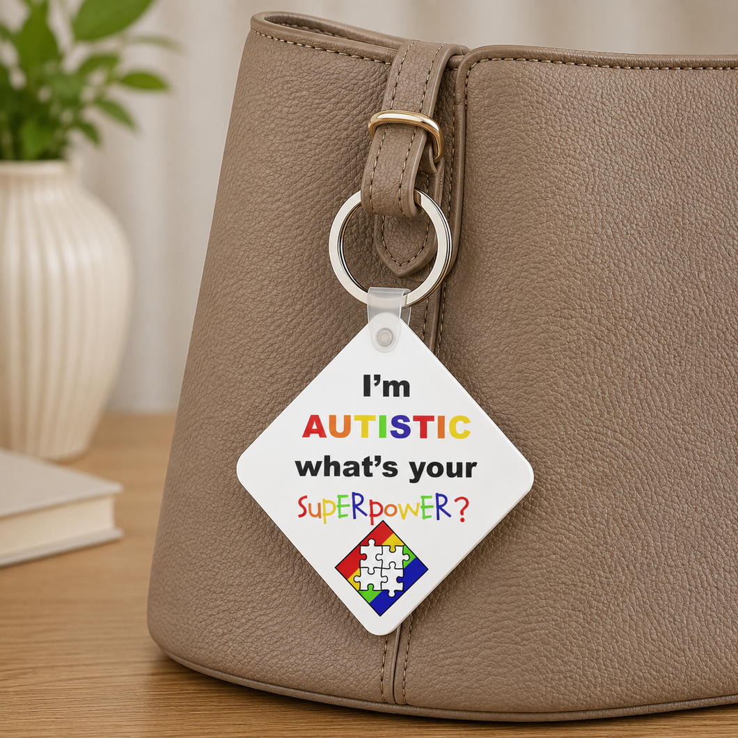 Autism Medical Alert Keyring – Personalised Emergency Contact Bag Tag