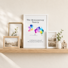 Family across the miles- personalised print- moving gift - Rainbow Edition