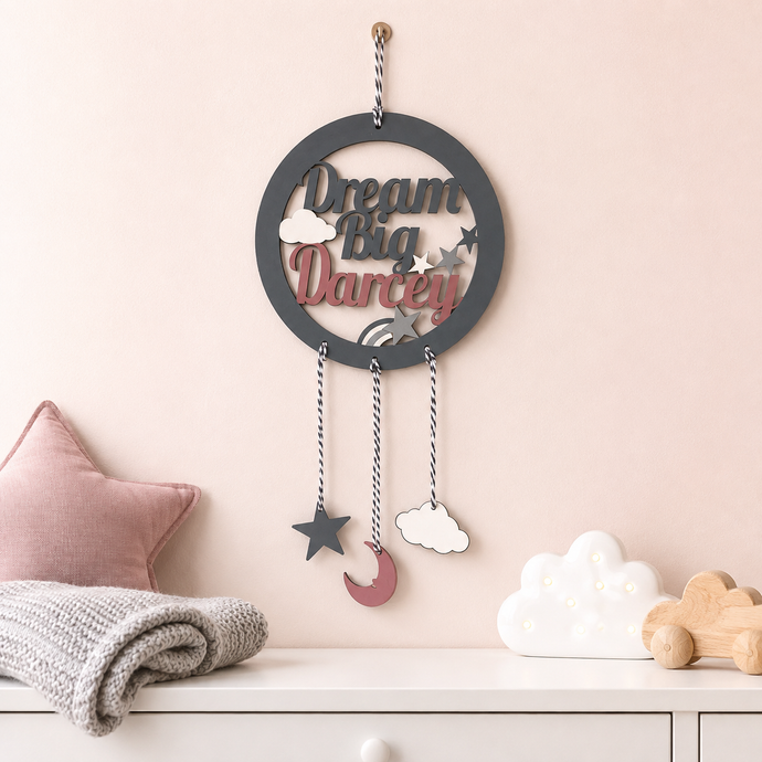 Personalised Dream Big Dream Catcher Nursery Wall Plaque