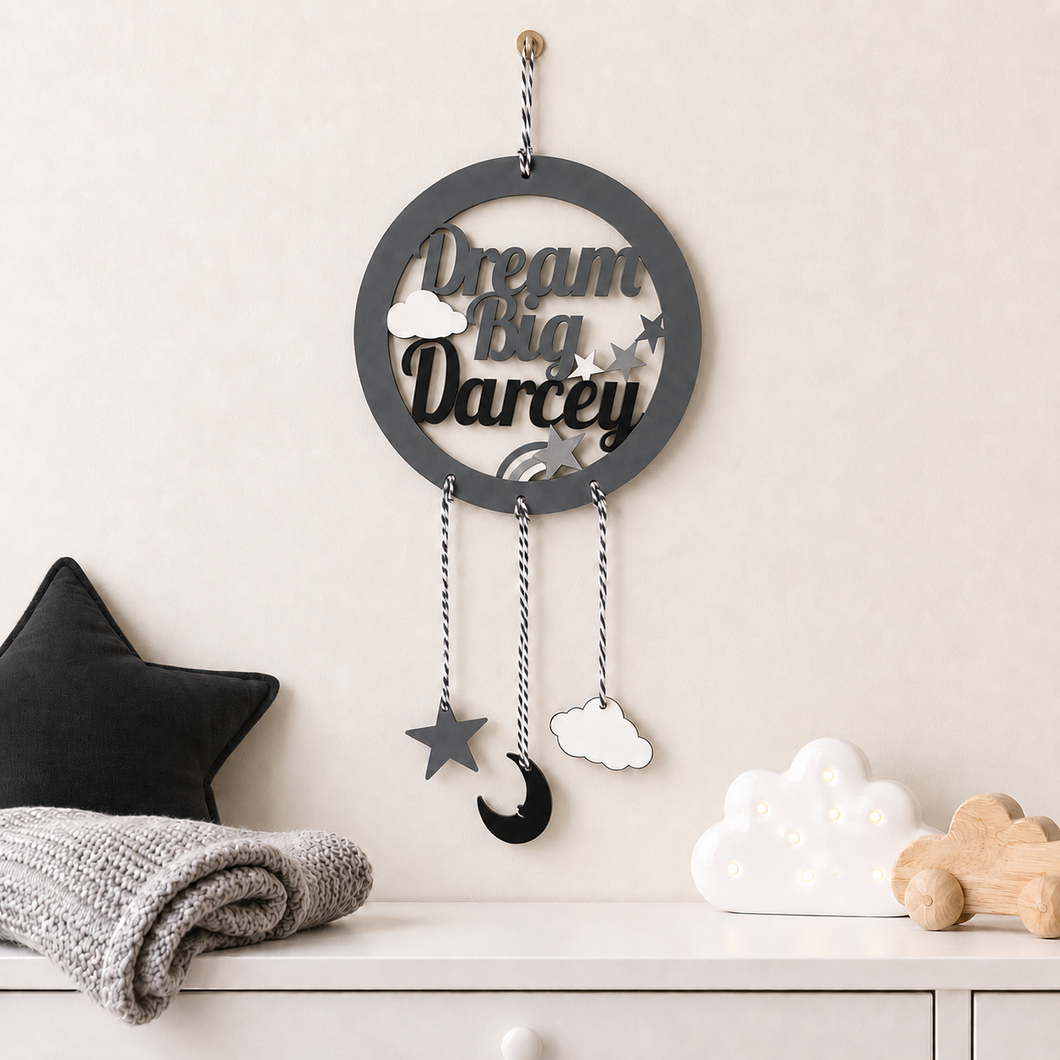 Personalised Dream Big Dream Catcher Nursery Wall Plaque